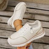 Round Toe Lace Up Sneakers - Trendsi - Flyclothing LLC