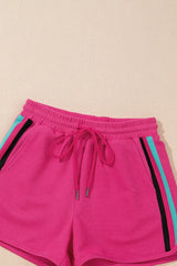 Striped Detail Flutter Sleeve Zipped Collar Top and Short Set - Trendsi - Flyclothing LLC