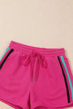 Striped Detail Flutter Sleeve Zipped Collar Top and Short Set - Trendsi - Flyclothing LLC