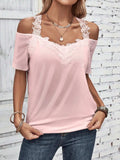 Full Size Lace Detail Short Sleeve T-Shirt - Trendsi - Flyclothing LLC