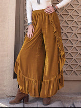 Slit Ruffled Wide Leg Pants - Trendsi - Flyclothing LLC
