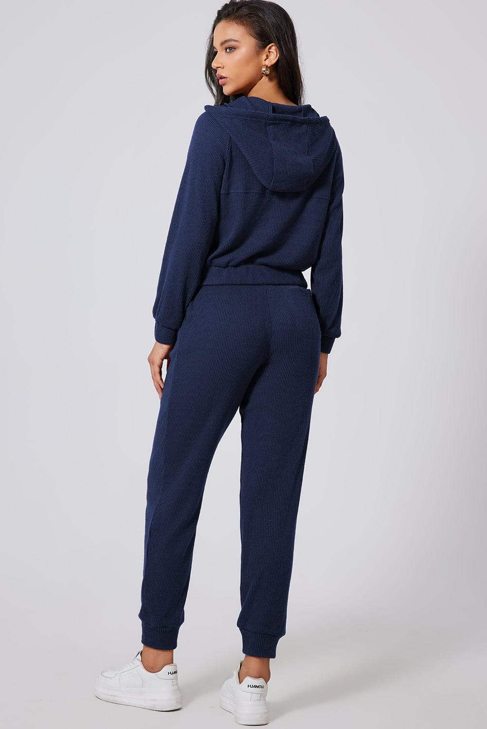 Drawstring Half Zip Hoodie and Joggers Active Set - Trendsi - Flyclothing LLC