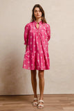 BiBi Ribbon Patterns With Scallops Edge Details Short Sleeve Dress - Trendsi - Flyclothing LLC