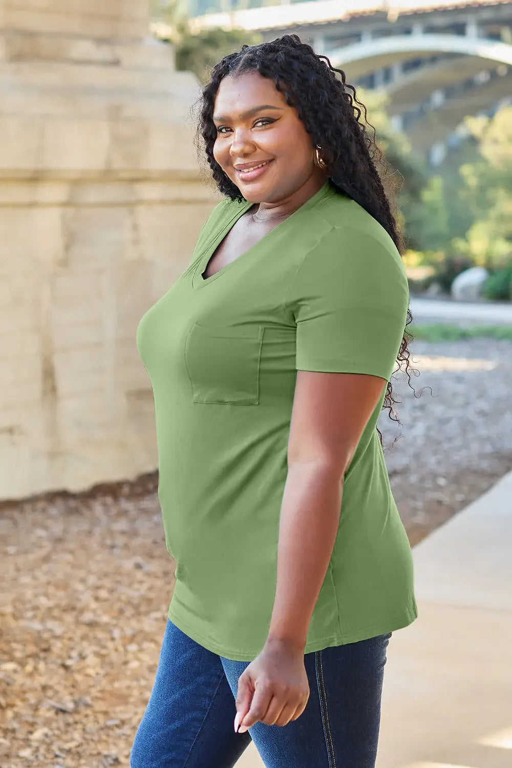 Basic Bae Bamboo Full Size V-Neck Short Sleeve T-Shirt - ShopBasicbae - Flyclothing LLC