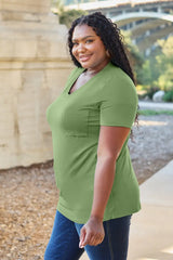 Basic Bae Bamboo Full Size V-Neck Short Sleeve T-Shirt - ShopBasicbae - Flyclothing LLC