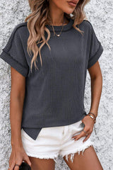 Striped Round Neck Short Sleeve T-Shirt - Trendsi - Flyclothing LLC