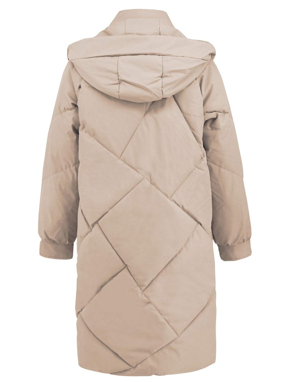 Long Sleeve Longline Hooded Winter Coat with Pockets - Trendsi - Flyclothing LLC
