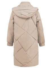 Long Sleeve Longline Hooded Winter Coat with Pockets - Trendsi