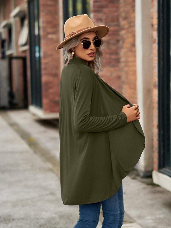 Open Front Long Sleeve Cardigan - Trendsi - Flyclothing LLC