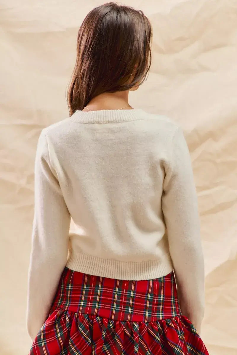SO ME Christmas Candy Cone Cropped Sweater - Trendsi - Flyclothing LLC