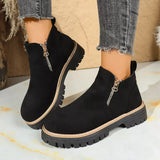 Round Toe Platform Boots - Trendsi - Flyclothing LLC