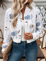 Printed Zip Up Long Sleeve Jacket - Trendsi - Flyclothing LLC