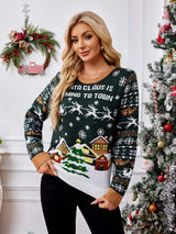 Graphic Round Neck Long Sleeve Sweater - Trendsi - Flyclothing LLC