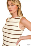 Zenana Round Neck Stripe Knit Tank Top - Trendsi - Flyclothing LLC