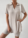 Johnny Collar Short Sleeve Top and Shorts Set - Trendsi