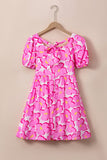 Printed Square Neck Short Sleeve Dress - Trendsi