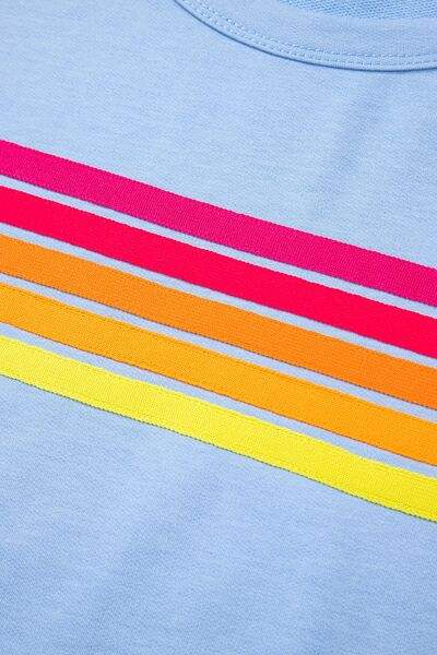 Striped Round Neck Short Sleeve T-Shirt - Trendsi - Flyclothing LLC
