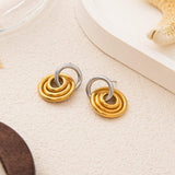 Golden Three-ring Hoop Earrings Made Of Stainless Steel - My Store - Flyclothing LLC