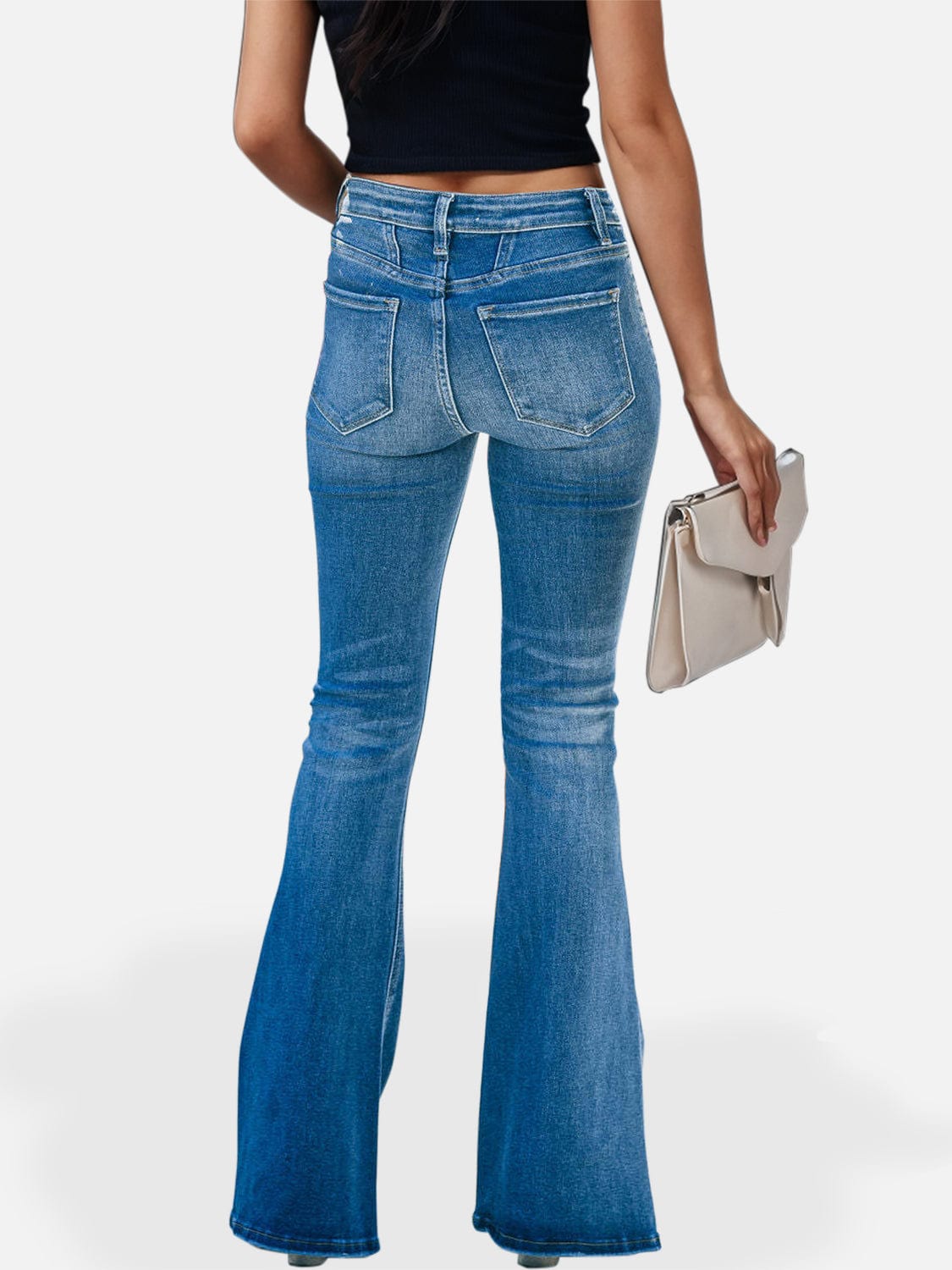 Button Fly Bootcut Jeans with Pockets - Trendsi