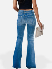 Button Fly Bootcut Jeans with Pockets - Trendsi