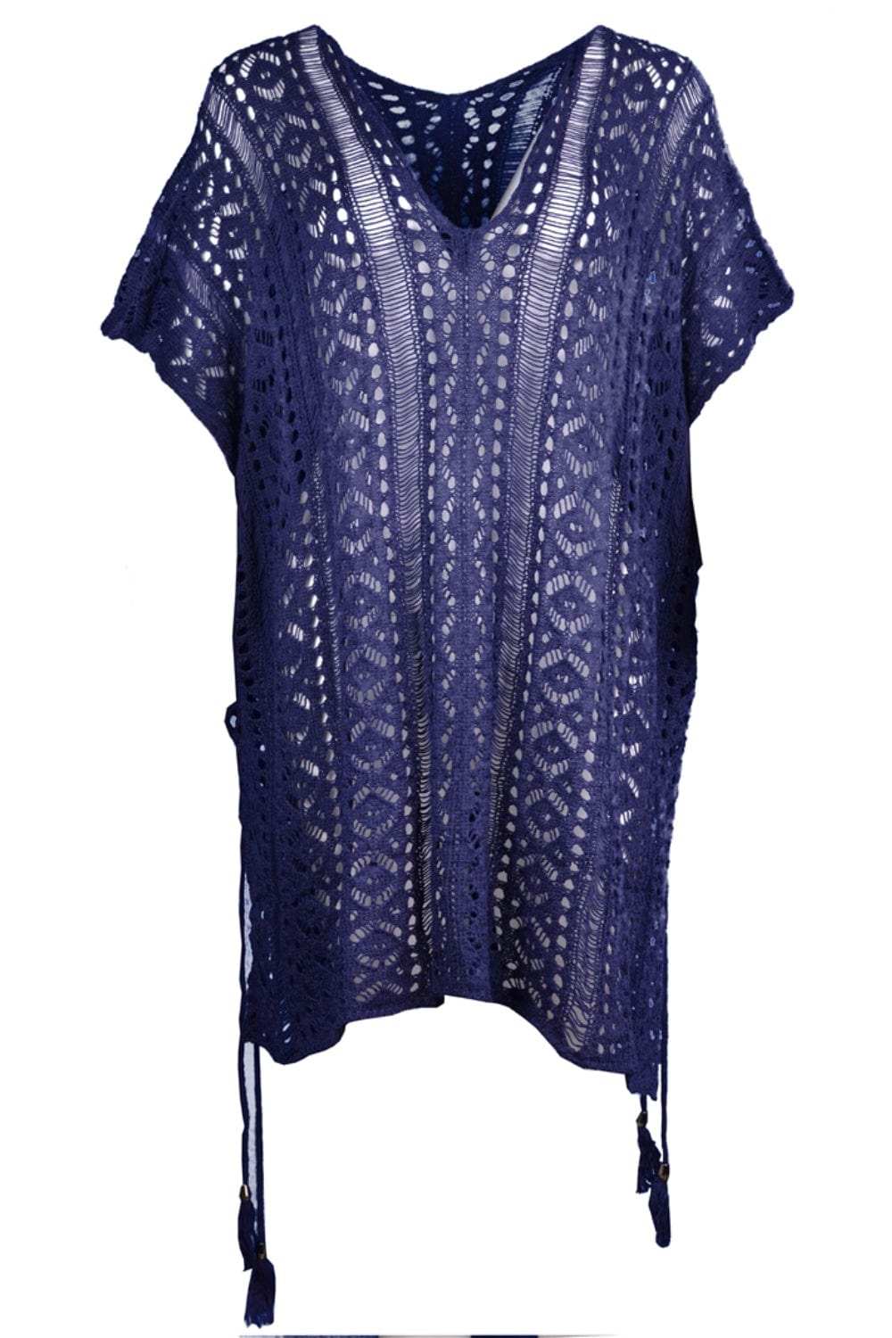 Cutout V-Neck Cover-Up with Tassel - Trendsi - Flyclothing LLC