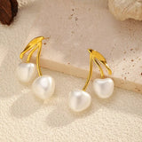 Pearl Cherry Drop Earrings - Trendsi - Flyclothing LLC