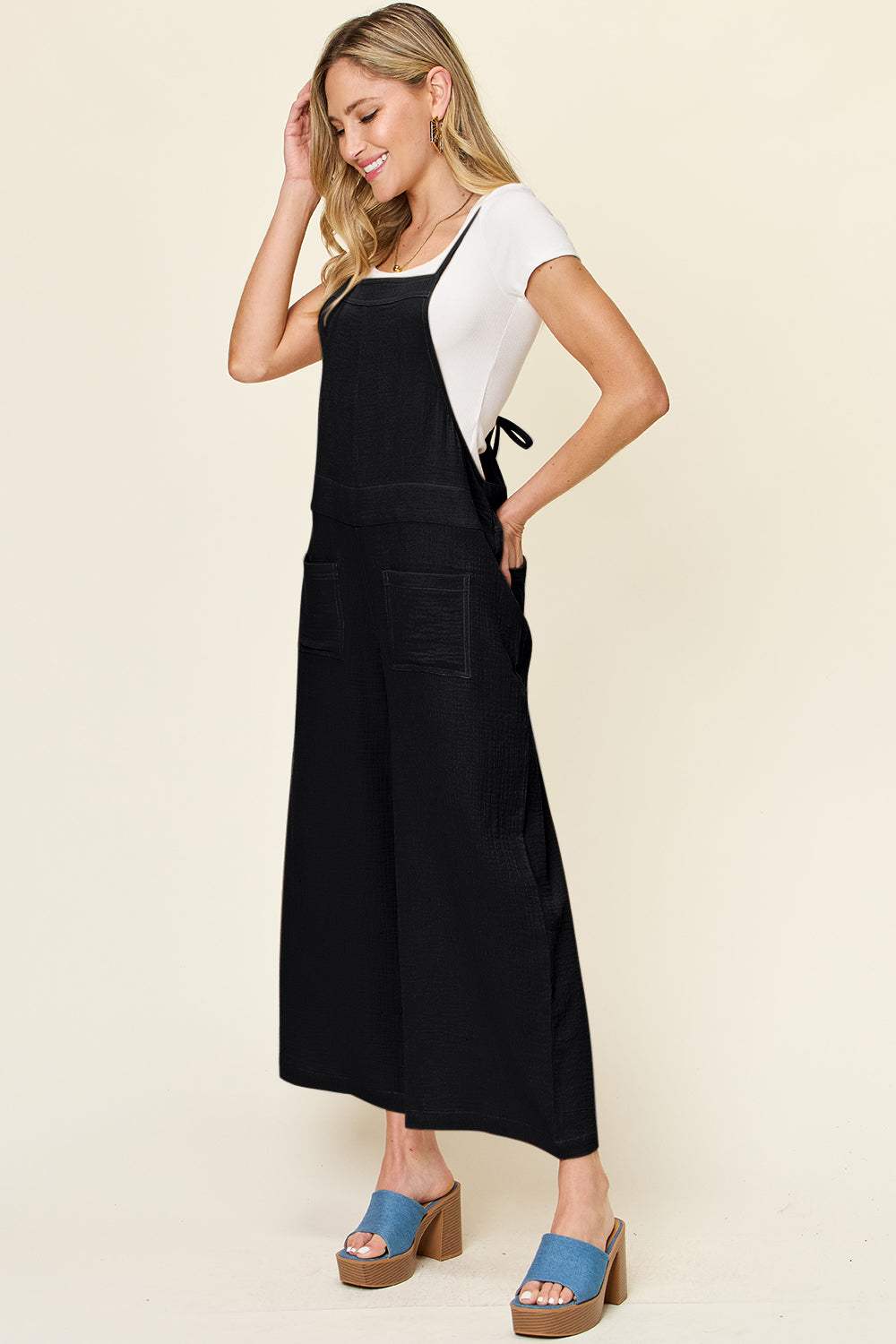 Double Take Full Size Texture Sleeveless Wide Leg Overall - Trendsi - Flyclothing LLC