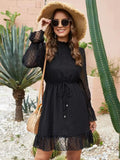 Mock Neck Flounce Sleeve Mini Dress - Trendsi