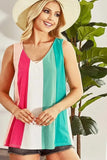 BiBi Cotton Span Knit Color Block Sleeveless Top - Trendsi