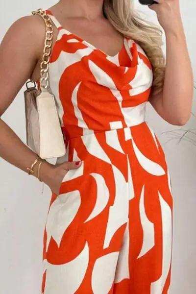 Two-Tone Spaghetti Strap Wide Leg Jumpsuit - Trendsi - Flyclothing LLC