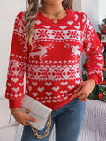 Christmas Element Round Neck Long Sleeve Sweater - Trendsi - Flyclothing LLC