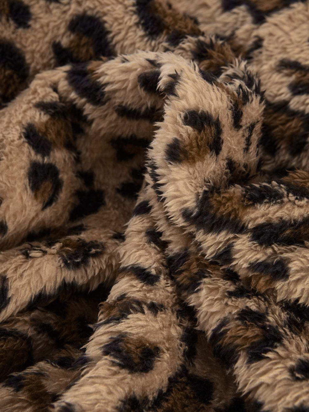 Fuzzy Leopard Long Sleeve Hooded Jacket - Trendsi - Flyclothing LLC