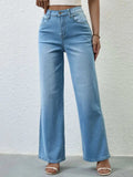 High Rise Wide Leg Jeans - Trendsi - Flyclothing LLC