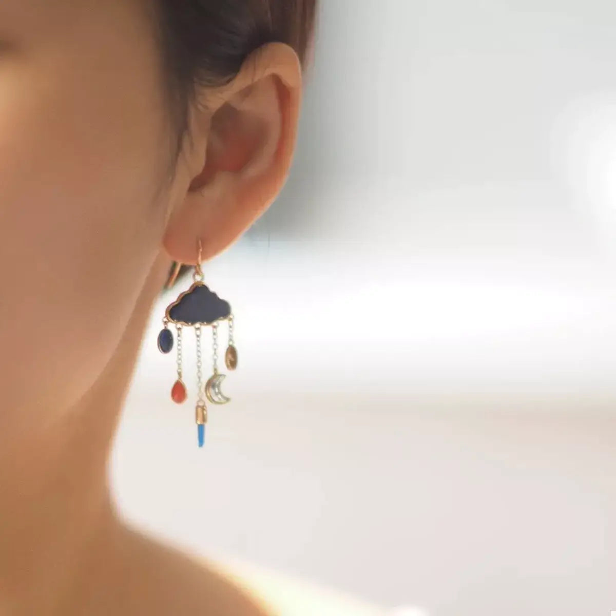 Cloud Dangle Earrings with Colorful Charms - Trendsi - Flyclothing LLC