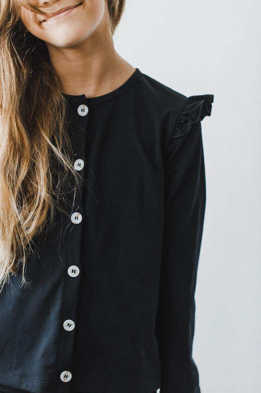 Black Ruffle Cardigan - Mila & Rose ® - Flyclothing LLC
