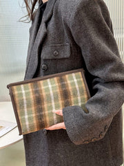 Contrast Plaid Clutch with Zipper - Trendsi
