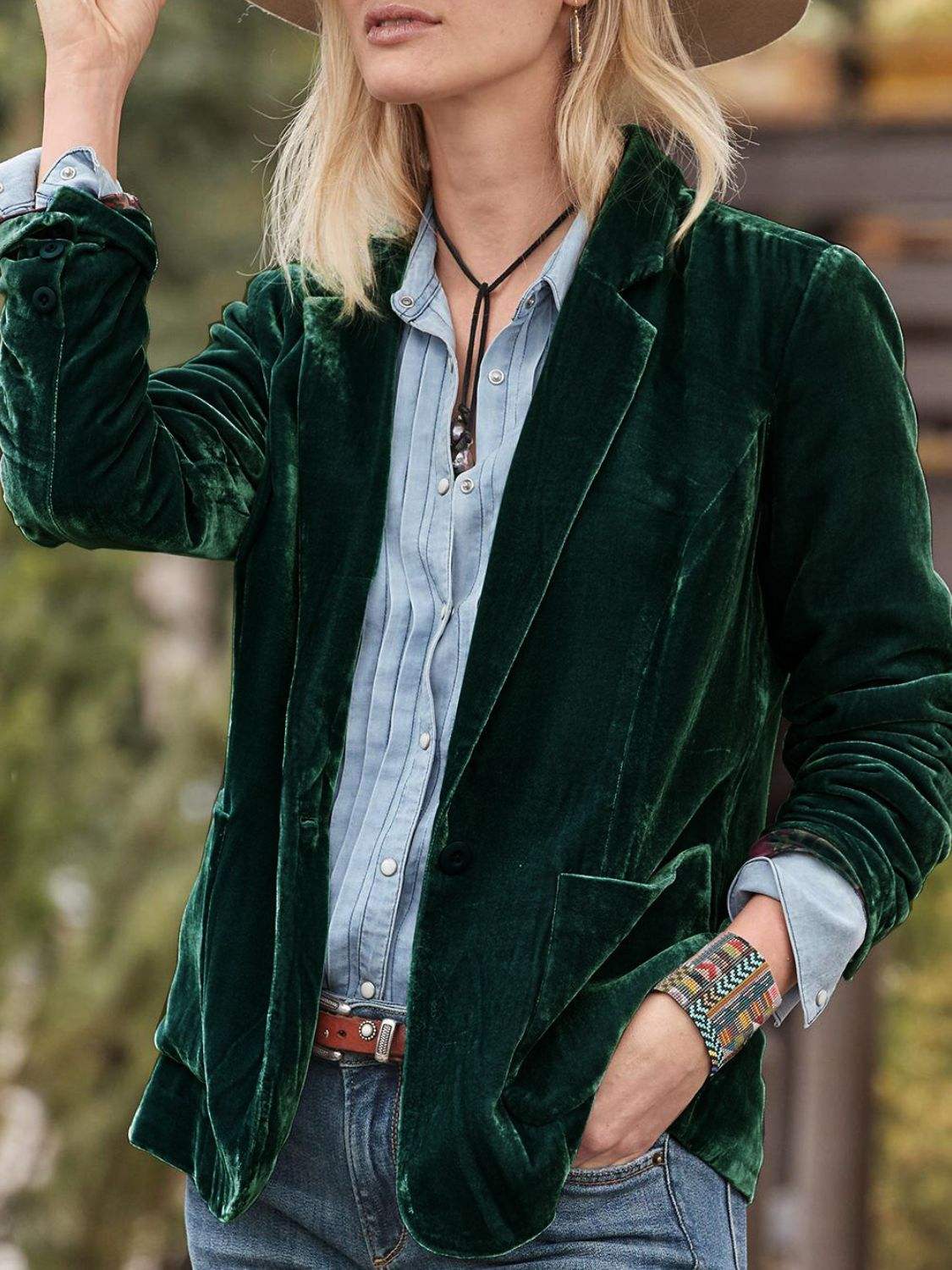 Pocketed Button Up Lapel Collar Blazer - Trendsi - Flyclothing LLC