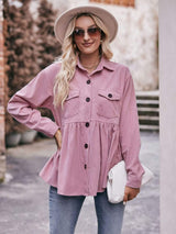 Mandy Collared Neck Long Sleeve Shirt - Trendsi - Flyclothing LLC
