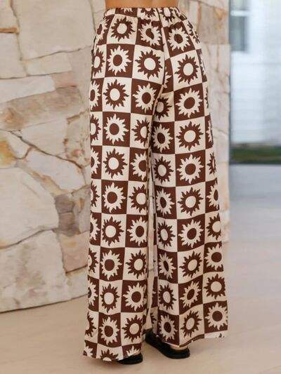 Printed Collared Neck Top and Pants Set - Trendsi - Flyclothing LLC