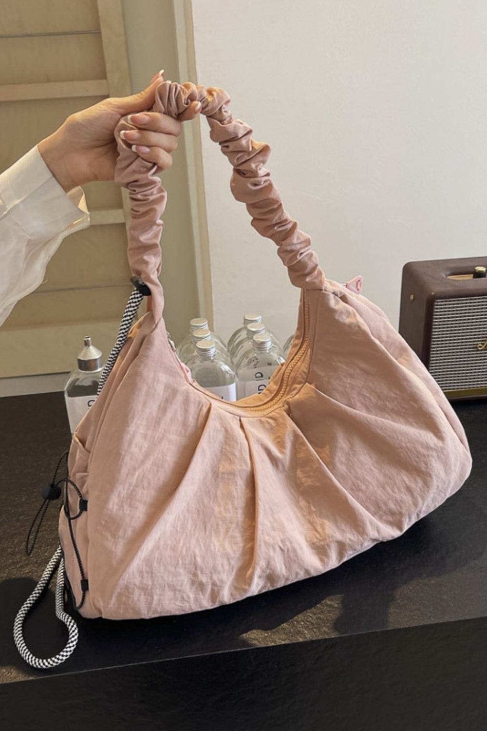 Drawstring Strap Ruched Crossbody Bag - Trendsi - Flyclothing LLC