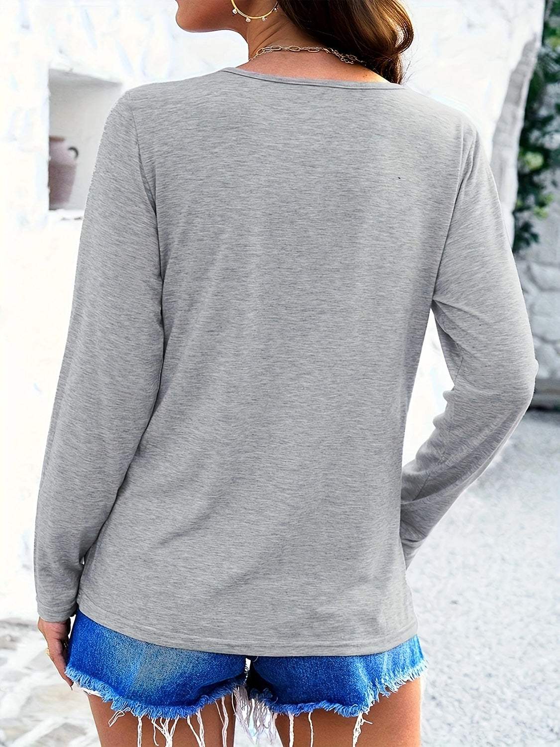 Crisscross V-Neck Long Sleeve T-Shirt - Trendsi - Flyclothing LLC