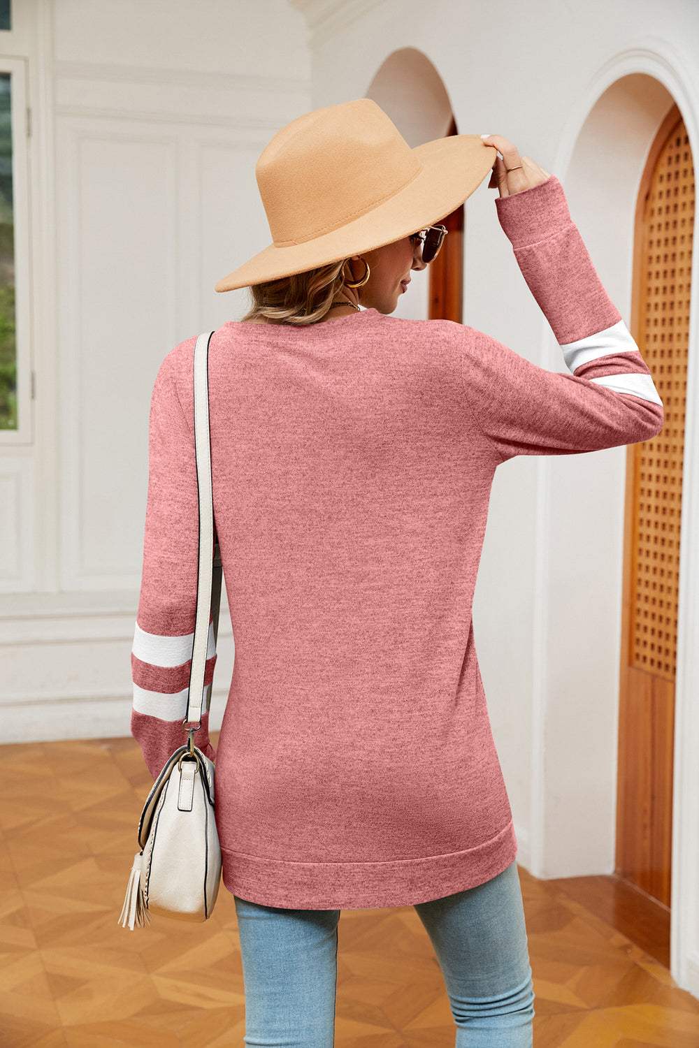Round Neck Long Sleeve Top - Trendsi - Flyclothing LLC