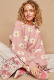 POL Daisy Pattern Drop Shoulder Sweater - Trendsi