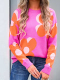 Angel Wings Flower Round Neck Long Sleeve Sweater - Trendsi - Flyclothing LLC