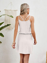 Eyelet Scoop Neck Sleeveless Dress - Trendsi - Flyclothing LLC