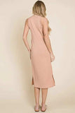 BOMBOM Ribbed Knit Sleeveless Midi Dress - Trendsi - Flyclothing LLC
