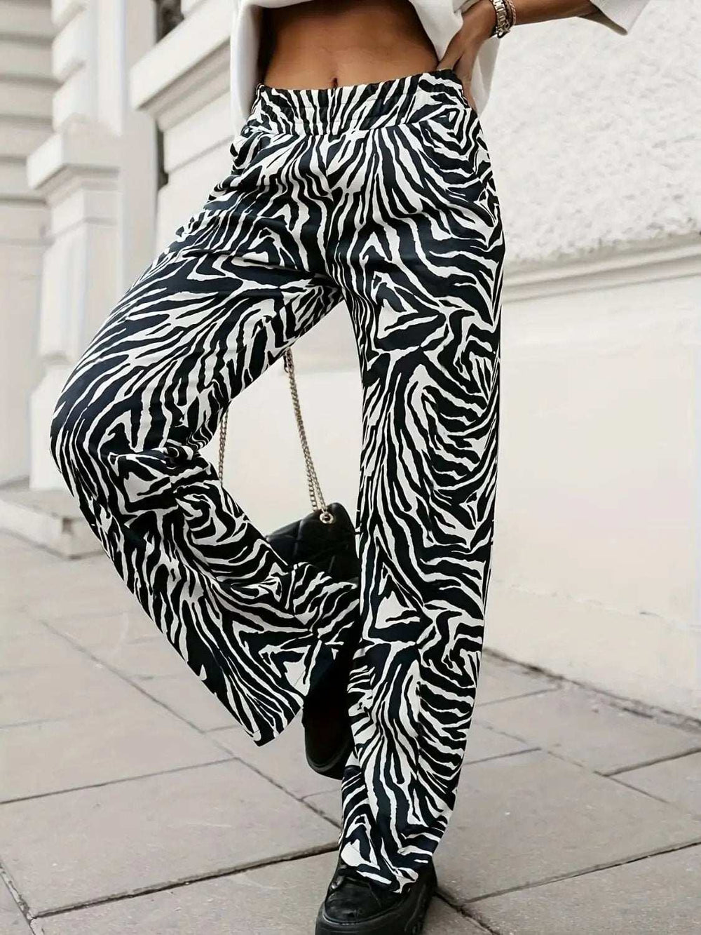 Full Size Animal Print Elastic Waist Pants - Trendsi - Flyclothing LLC