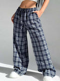Plaid Drawstring Wide Leg Pants - Trendsi - Flyclothing LLC