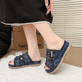 Open Toe Double Buckle Platform Sandals - Trendsi - Flyclothing LLC