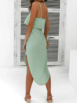 Tied Side Slit Midi Cami Dress - Trendsi - Flyclothing LLC